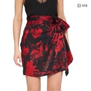 ZARA Elegant Red Floral Women's Skirt